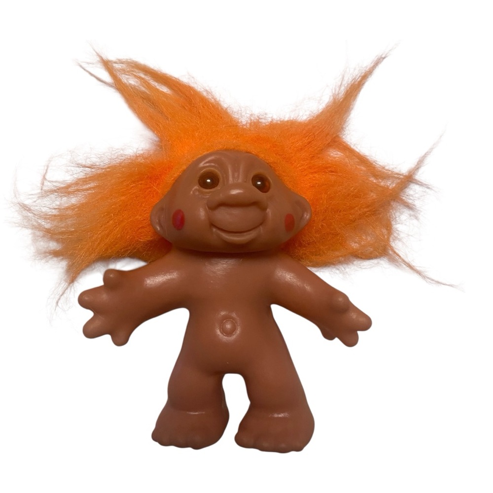 Vintage Troll Doll DAM 1986 Orange Hair 5” Nude No Clothes Ugly Doll Kitchsy